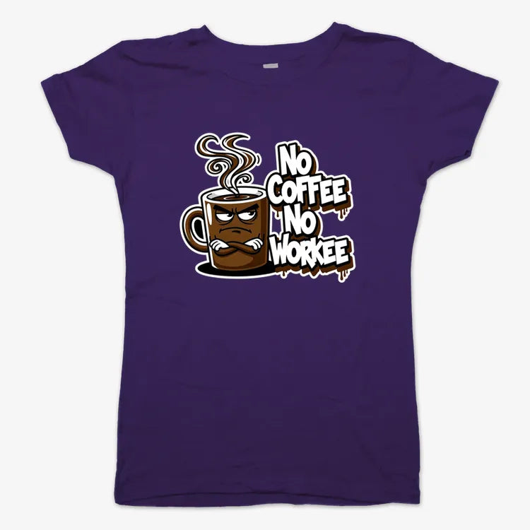 No Coffee No Workee Humor Tee-Women's T-Shirt-Violet