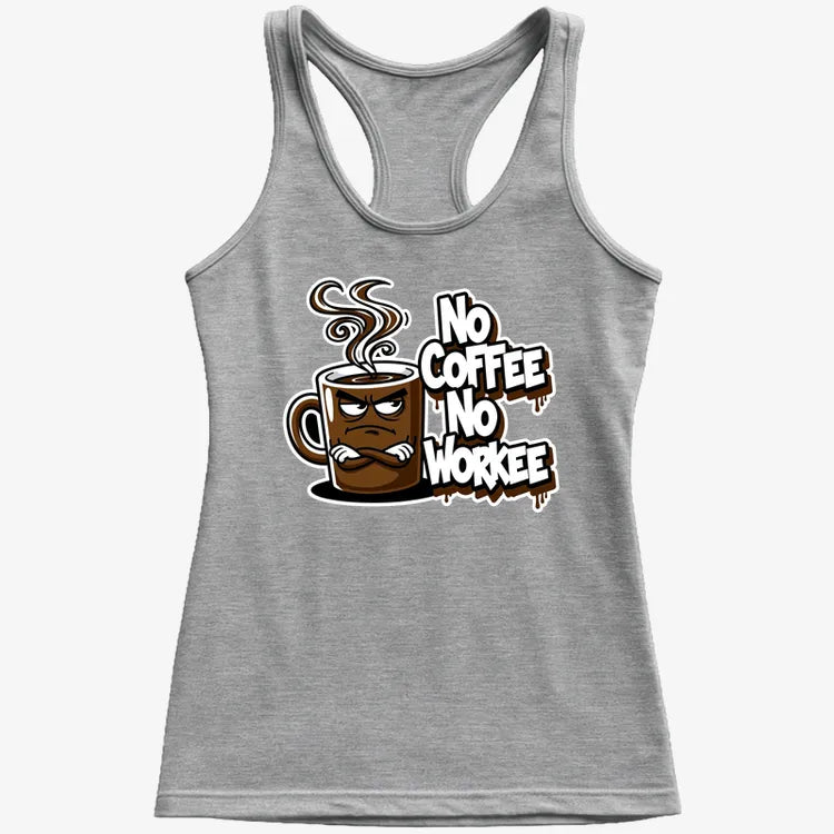 No Coffee No Workee Humor Tee-Women's Tank Top-Gray Granite