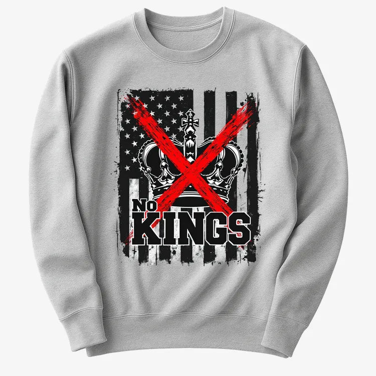 No Kings Statement Tee-Sweater-Gray Heather