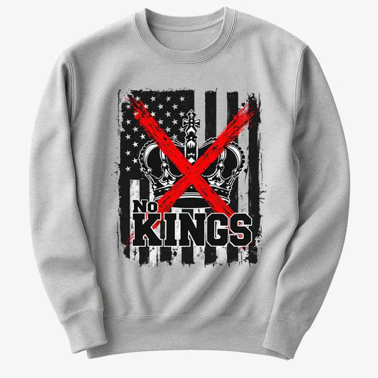 No Kings Statement Tee-Sweater-Gray Heather