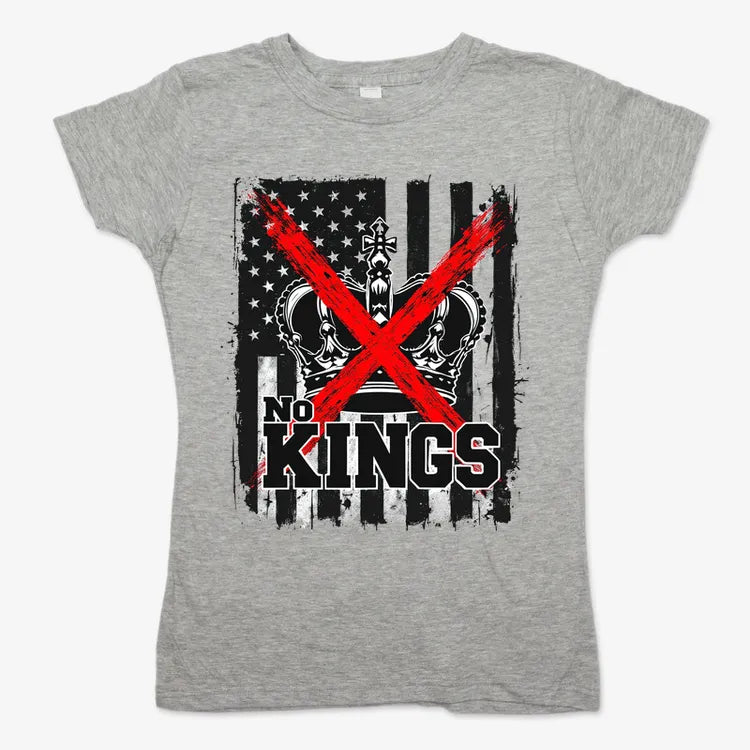 No Kings Statement Tee-Women's T-Shirt-Gray Granite
