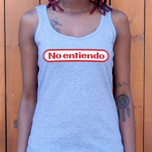 No Entiendo Spanish I Don't Understand Retro Gaming Logo graphic Women's Tank Top in Gray Granite
