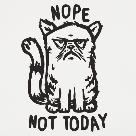 Nope Cat Not Today, Grumpy Cat Saying No graphic Unisex Heavyweight T-Shirt in White