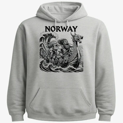 NORWAY Viking Warriors on the Sea-Hoodie-Gray Heather