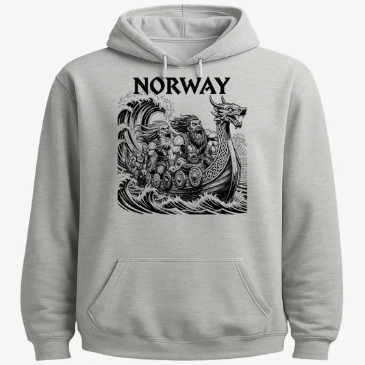 NORWAY Viking Warriors on the Sea-Hoodie-Gray Heather