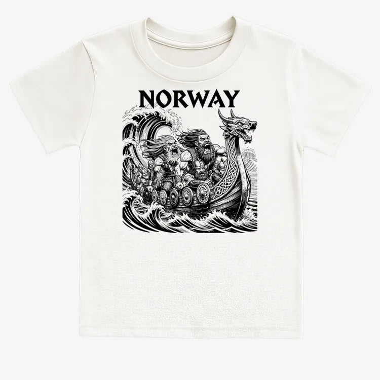 NORWAY Viking Warriors on the Sea-Kids T-Shirt-White