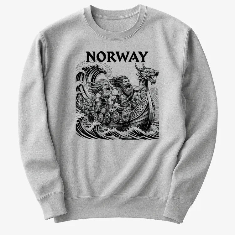 NORWAY Viking Warriors on the Sea-Sweater-Gray Heather