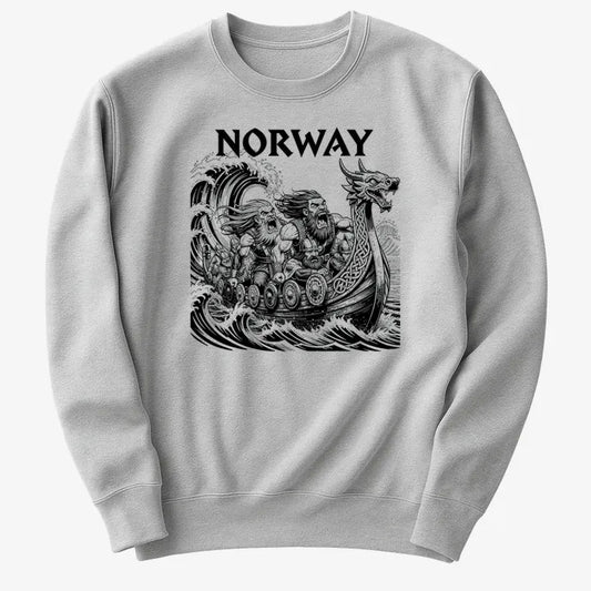 NORWAY Viking Warriors on the Sea-Sweater-Gray Heather