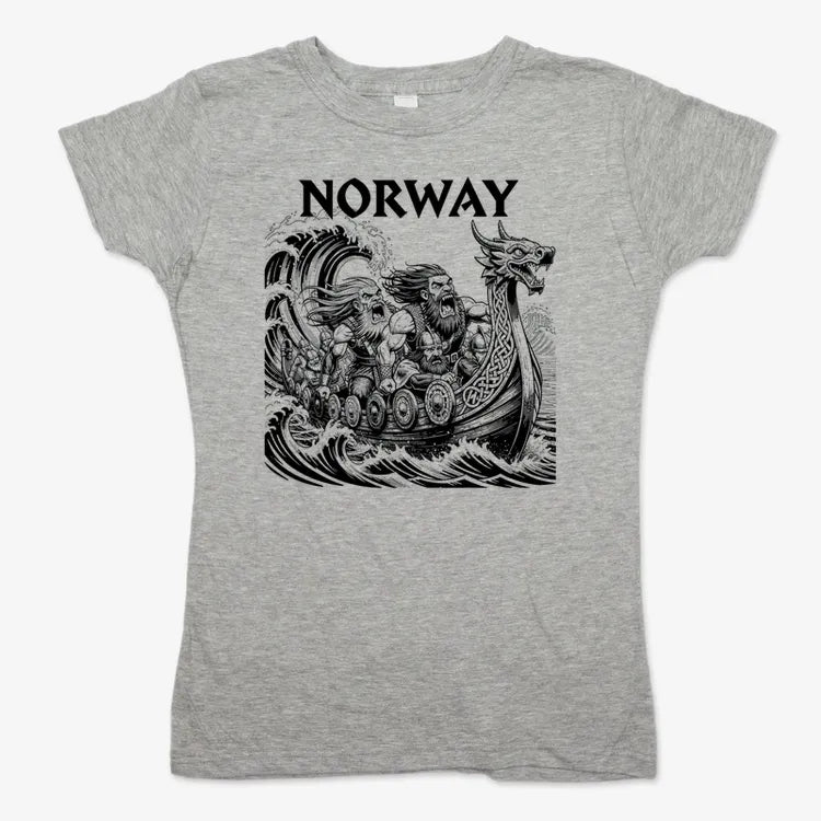 NORWAY Viking Warriors on the Sea-Women's T-Shirt-Gray Granite