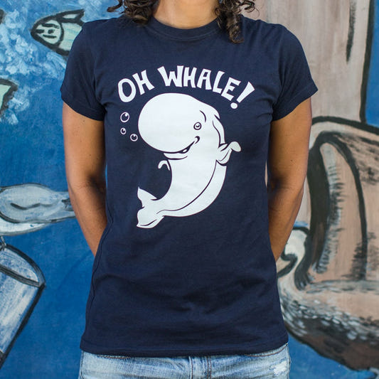 Oh Whale! Cute Cartoon Whale Pun graphic Women's T-Shirt in True Navy