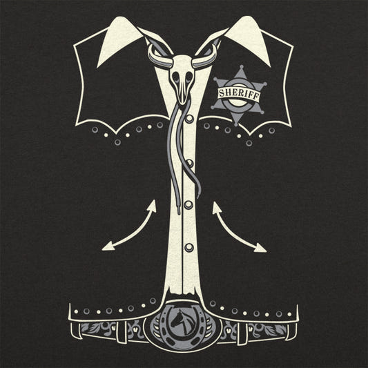Old Time Sheriff Western Costume with Badge and Bolo Tie graphic Women's T-Shirt in Midnight
