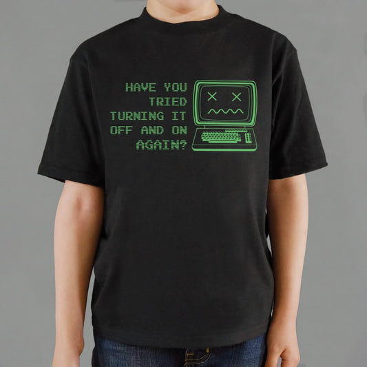 Have You Tried Turning It Off and On Again Dead Computer graphic Kids T-Shirt in Black