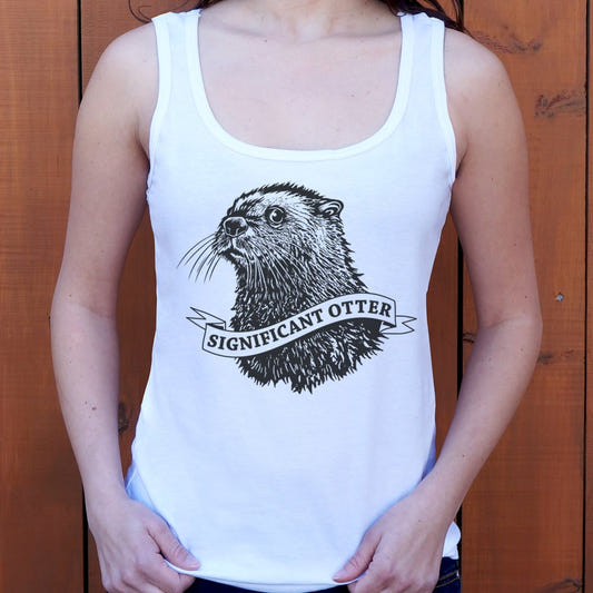 Significant Otter Cute Portrait Pun graphic Women's Tank Top in Snow