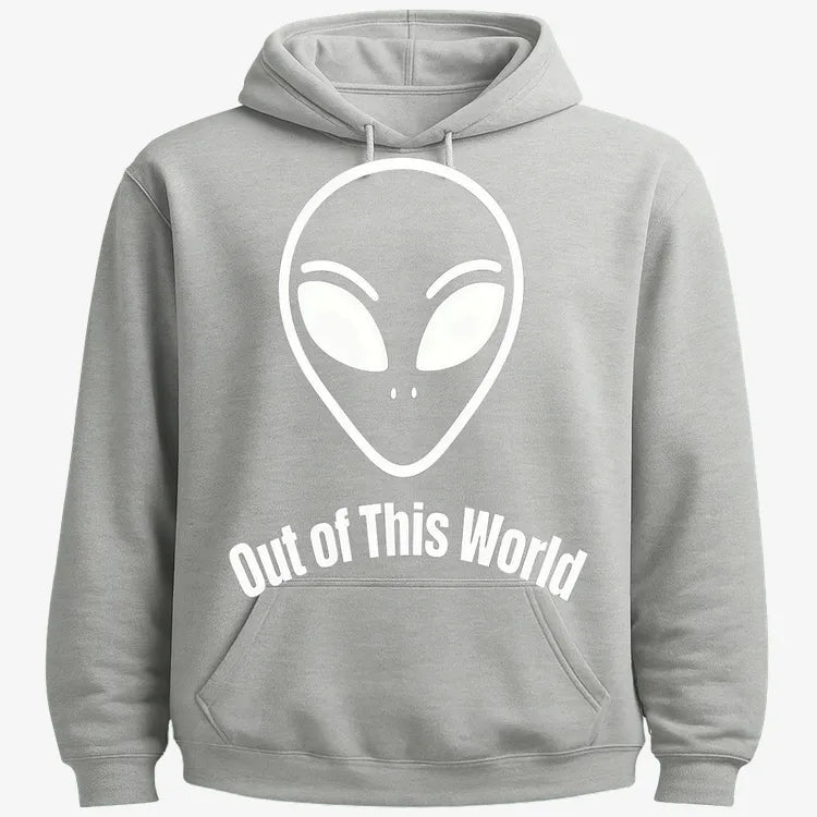 Out of This World Alien Graphic-Hoodie-Gray Heather