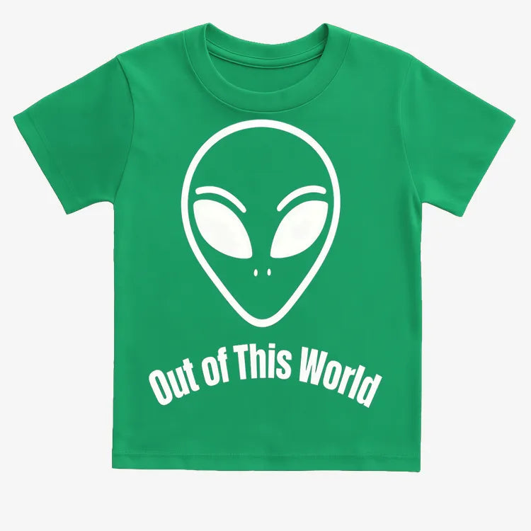 Out of This World Alien Graphic-Kids T-Shirt-Green