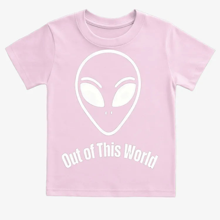 Out of This World Alien Graphic-Kids T-Shirt-Pink