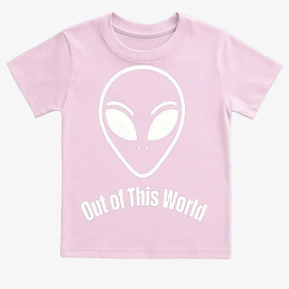 Out of This World Alien Graphic-Kids T-Shirt-Pink