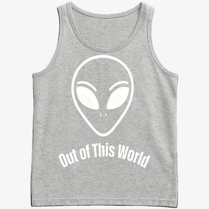 Out of This World Alien Graphic-Men's Tank Top-Gray Heather