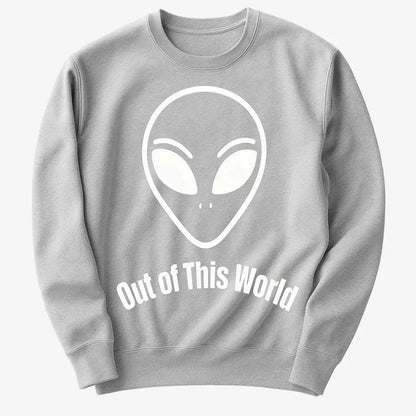 Out of This World Alien Graphic-Sweater-Gray Heather