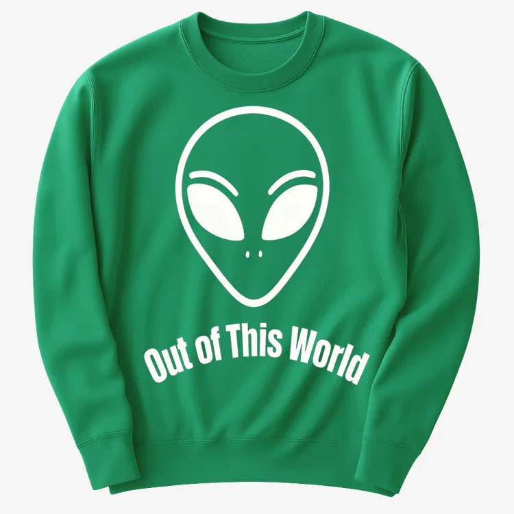 Out of This World Alien Graphic-Sweater-Green