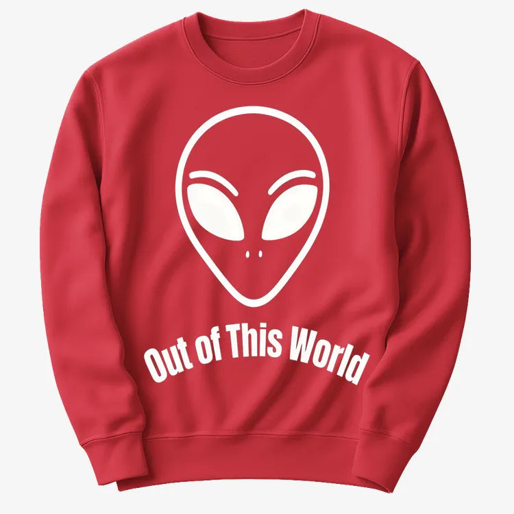 Out of This World Alien Graphic-Sweater-Red