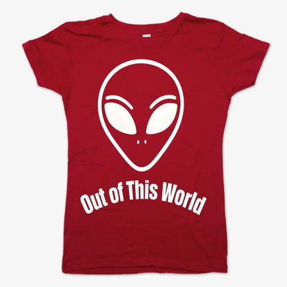 Out of This World Alien Graphic-Women's T-Shirt-Deep Red