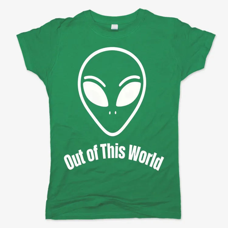 Out of This World Alien Graphic-Women's T-Shirt-Lucky Green