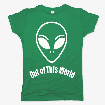 Out of This World Alien Graphic-Women's T-Shirt-Lucky Green