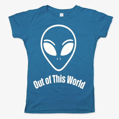 Out of This World Alien Graphic-Women's T-Shirt-Sky Blue