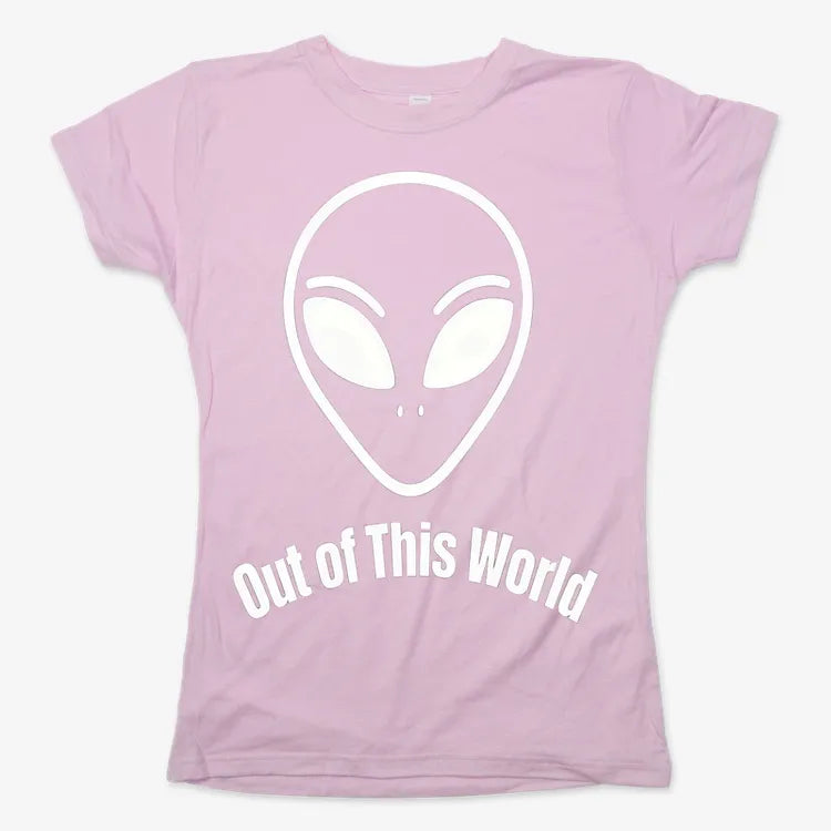 Out of This World Alien Graphic-Women's T-Shirt-Soft Pink