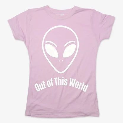 Out of This World Alien Graphic-Women's T-Shirt-Soft Pink