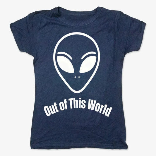 Out of This World Alien Graphic-Women's T-Shirt-True Navy
