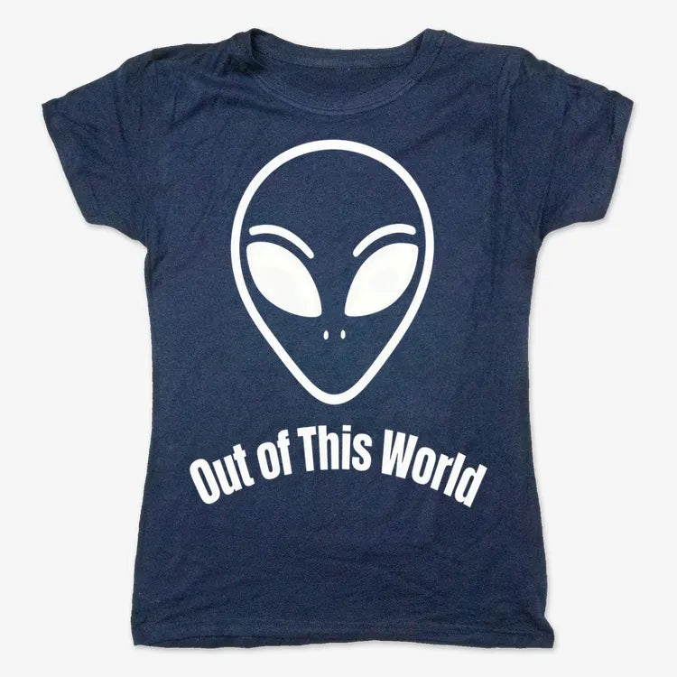 Out of This World Alien Graphic-Women's T-Shirt-True Navy