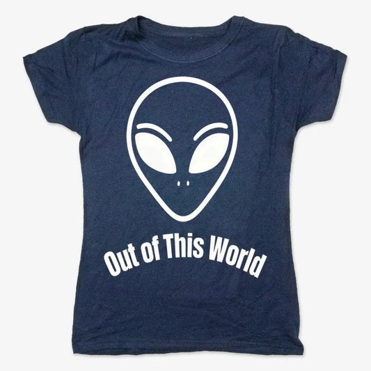Out of This World Alien Graphic-Women's T-Shirt-True Navy