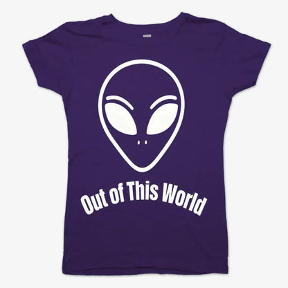 Out of This World Alien Graphic-Women's T-Shirt-Violet