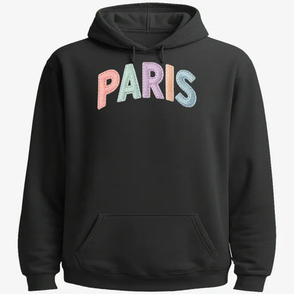 PARIS Vintage Style Lettering-Hoodie-Black