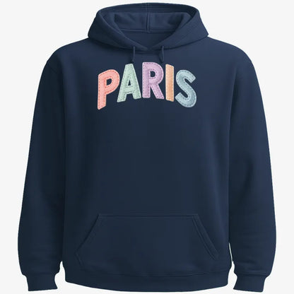 PARIS Vintage Style Lettering-Hoodie-Navy Blue