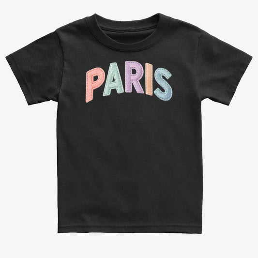 PARIS Vintage Style Lettering-Kids T-Shirt-Black