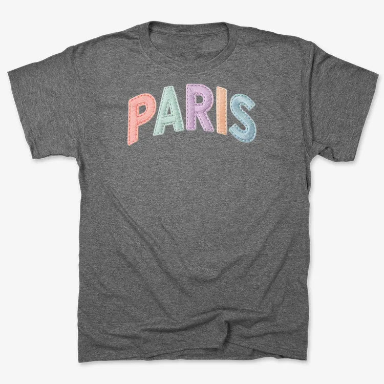 PARIS Vintage Style Lettering-Men's T-Shirt-Charcoal Heather