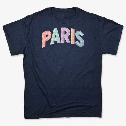 PARIS Vintage Style Lettering-Men's T-Shirt-Navy Blue