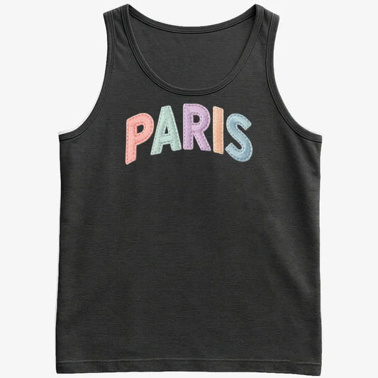 PARIS Vintage Style Lettering-Men's Tank Top-Black