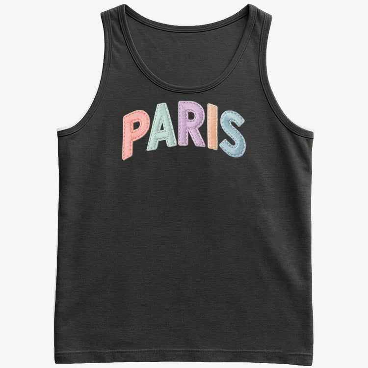 PARIS Vintage Style Lettering-Men's Tank Top-Black