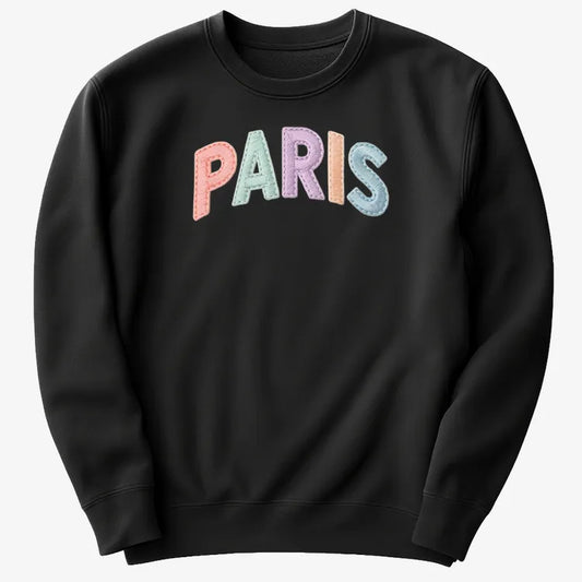 PARIS Vintage Style Lettering-Sweater-Black