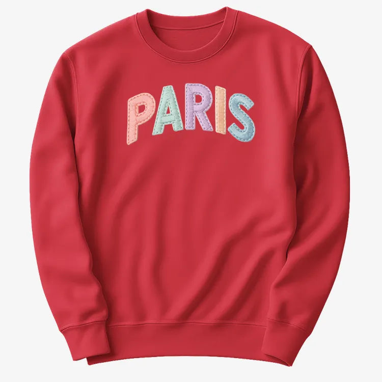 PARIS Vintage Style Lettering-Sweater-Red