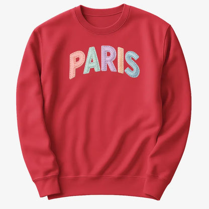 PARIS Vintage Style Lettering-Sweater-Red