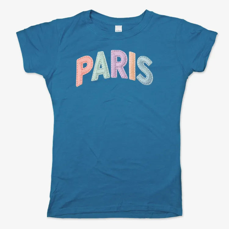 PARIS Vintage Style Lettering-Women's T-Shirt-Sky Blue