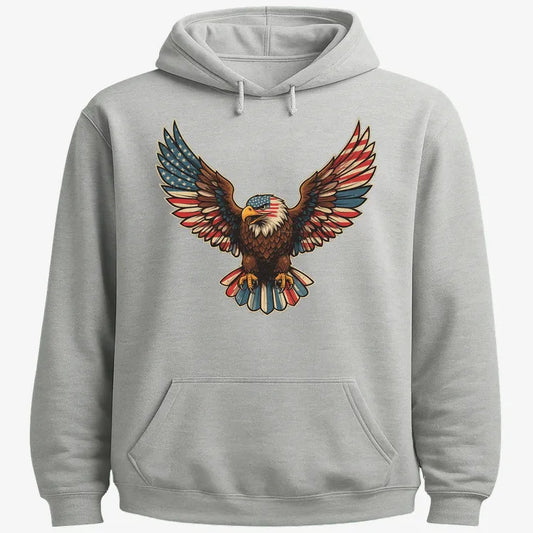 Patriotic Soaring Eagle-Hoodie-Gray Heather