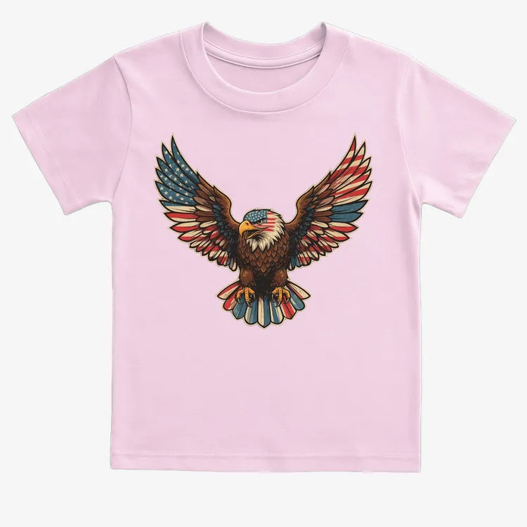 Patriotic Soaring Eagle-Kids T-Shirt-Pink