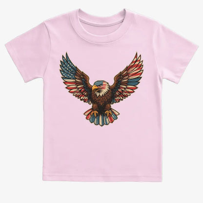Patriotic Soaring Eagle-Kids T-Shirt-Pink
