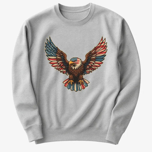 Patriotic Soaring Eagle-Sweater-Gray Heather